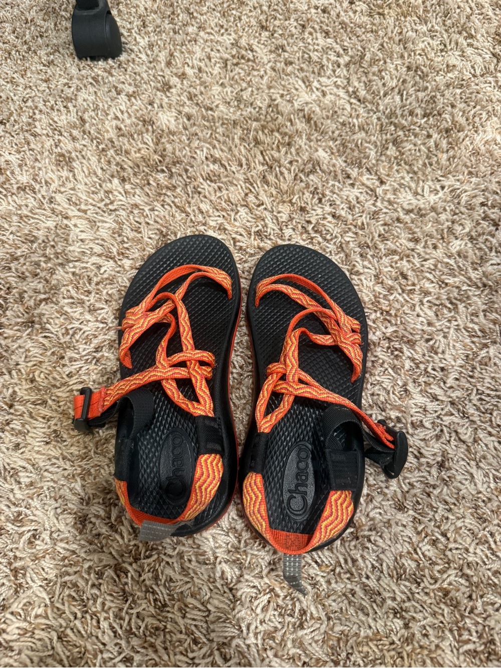 Chaco Kids Sandals in Black with Orange Webbing